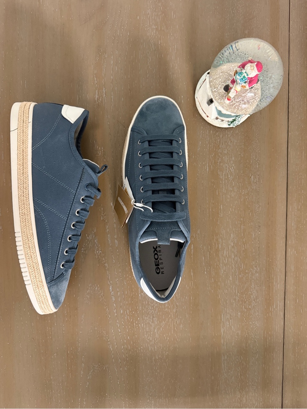 Geox Men's Navy and White Suede-Trim Sneakers